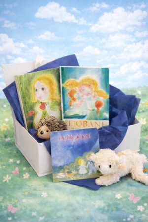 Kindergeschenkbox mit Büchern und Kuscheltieren